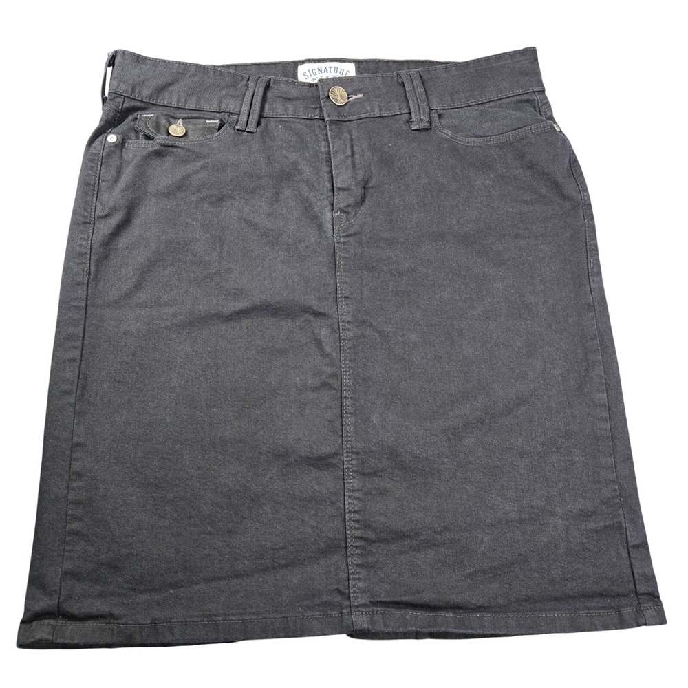 Signature by Levi Strauss & Co Women's Black Denim Skirt Size 12 Stretch Casual